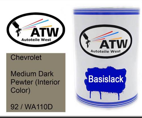 Chevrolet, Medium Dark Pewter (Interior Color), 92 / WA110D: 500ml Lackdose, von ATW Autoteile West.